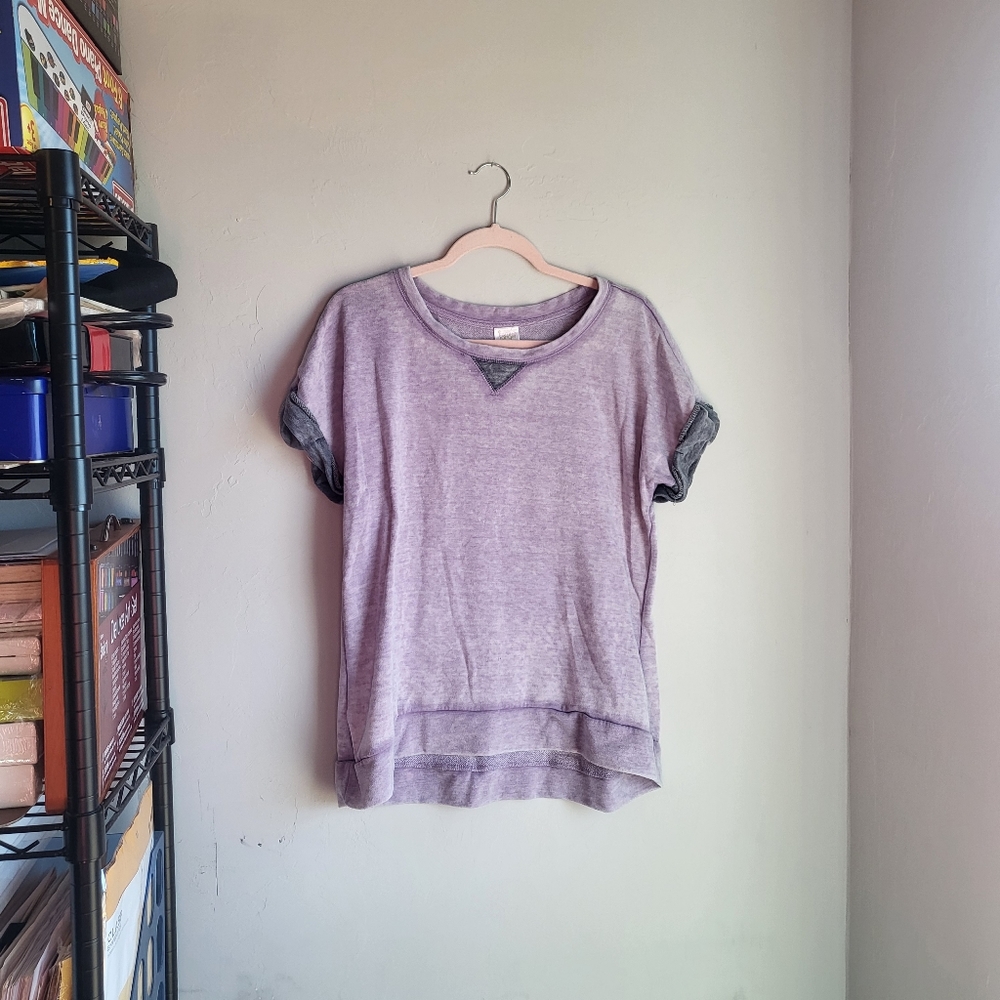 Jasmine & Ginger Purple and Grey Terry Cuffed Sleeve Sweatshirt